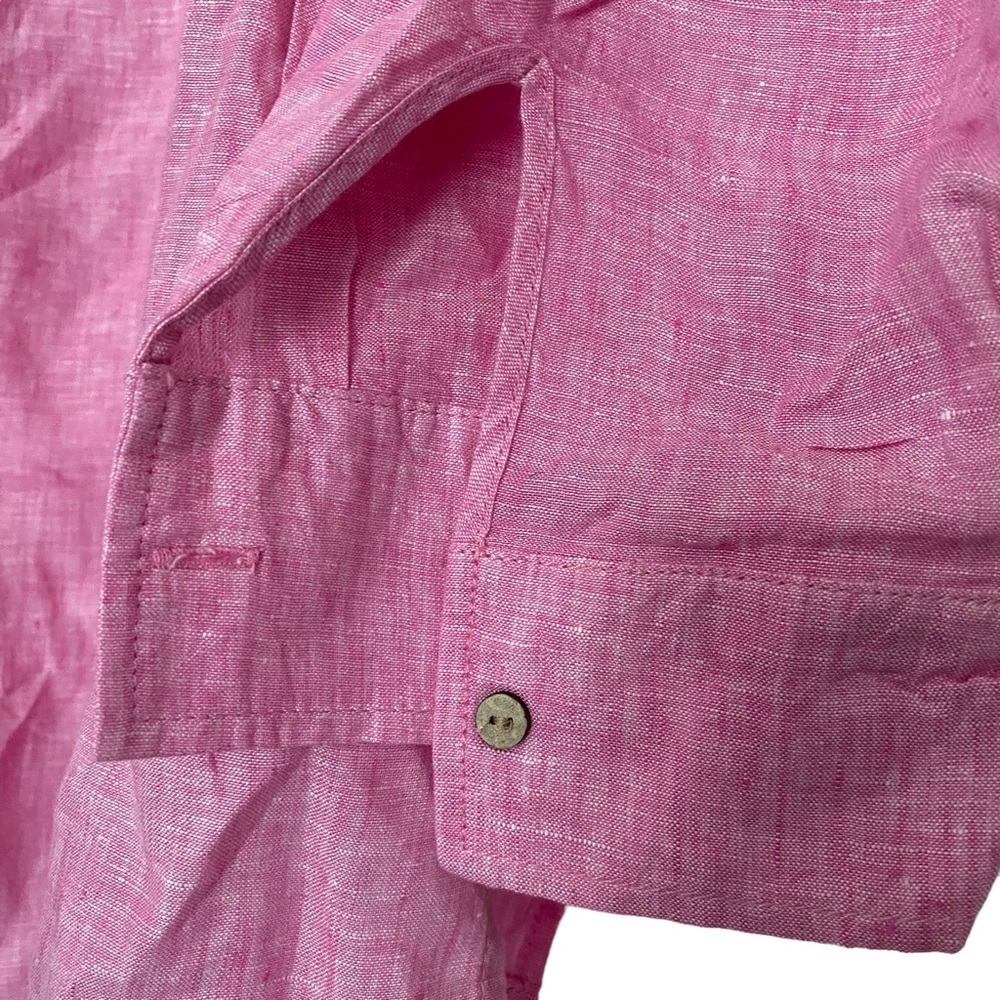 Cynthia Rowley 100% Linen Long Sleeve Popover Shirt 2X Wooden Buttons Bohemian - Picture 5 of 5